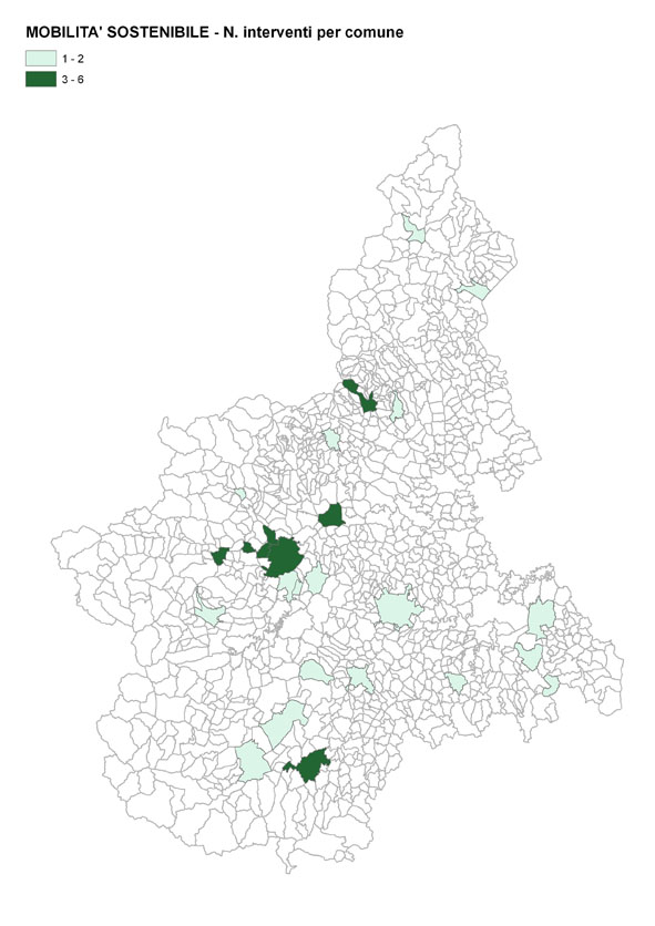 Numero interventi per comune - MOBILIT&Agrave; SOSTENIBILE